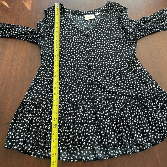 Anthropologie Maeve Lila Tiered Tunic Top Womens Medium‎ Polka dot Black White - Picture 8 of 10